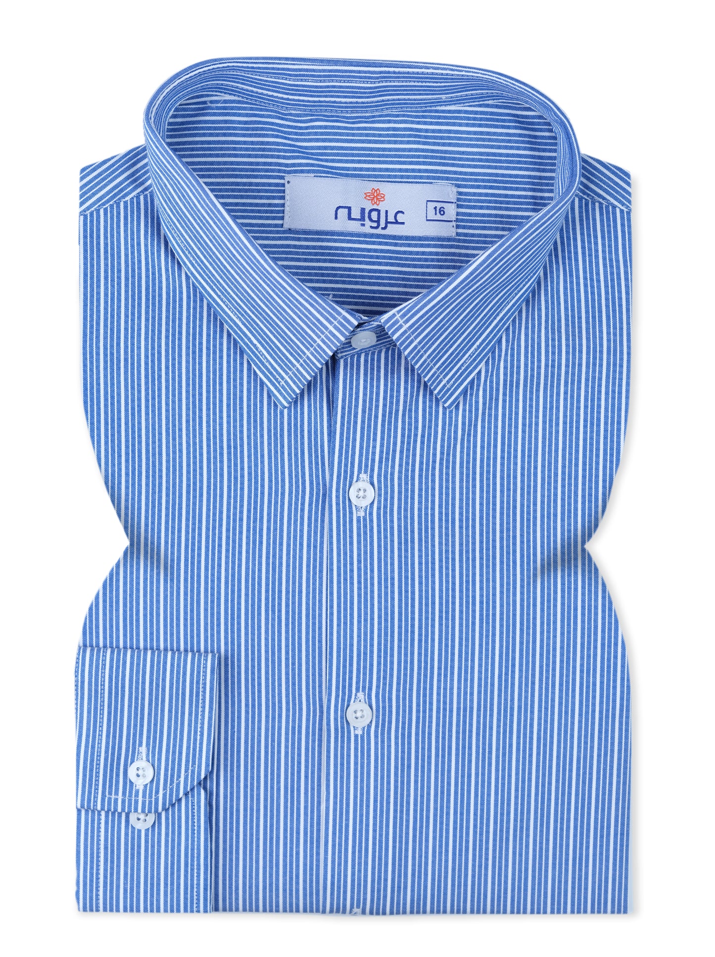 Blue with White Hairline Stripe Dress Shirt  Smart Fit