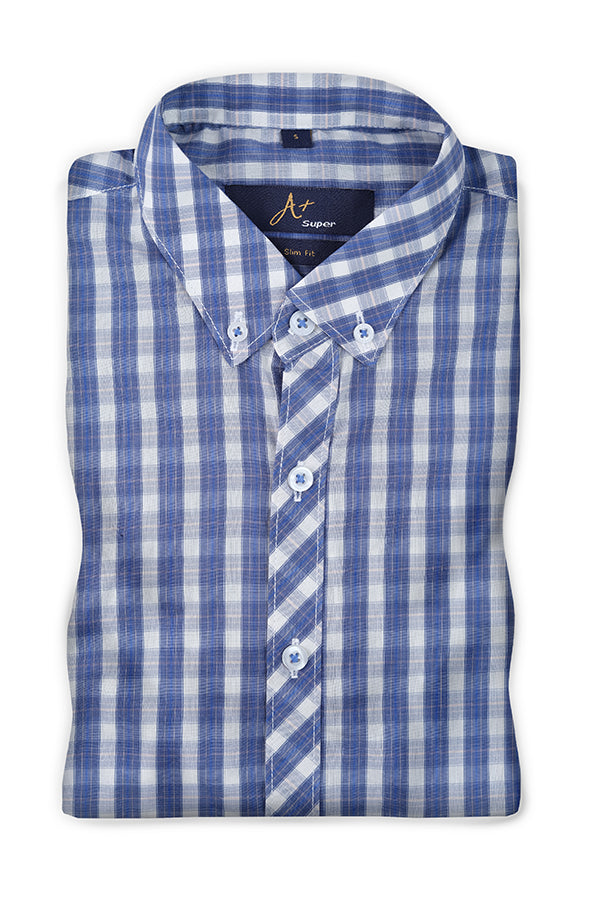 Blue Plaid Checks Casual Shirt - Aruba+ Super  Smart Fit