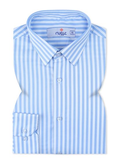 White & Blue Bengal Stripe Formal Shirt  Smart Fit