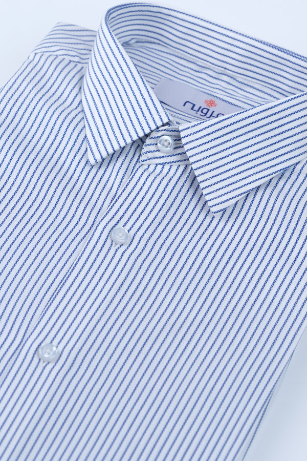 Blue and White Stripes Formal Shirt Smart Fit