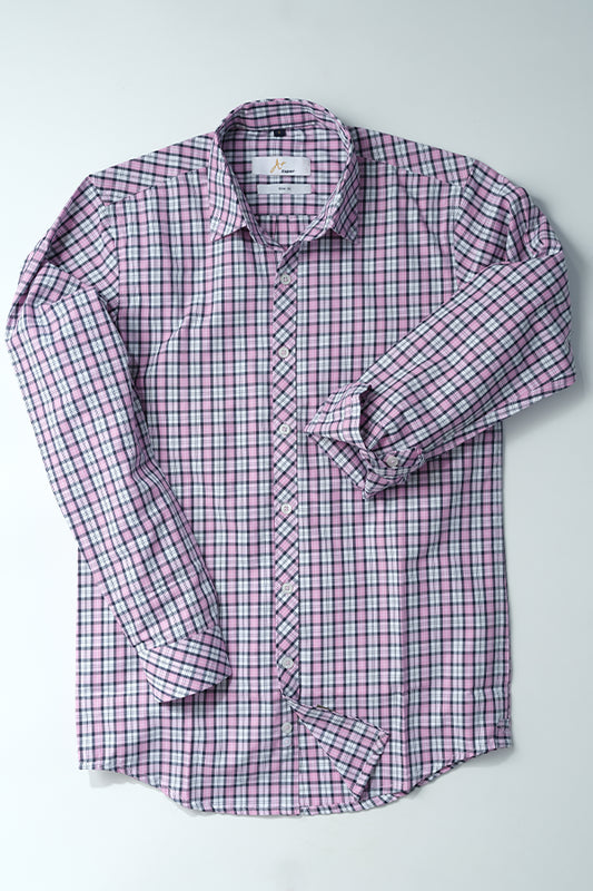Light Purple Plaids Casual Shirt - Aruba+ Super  Smart Fit