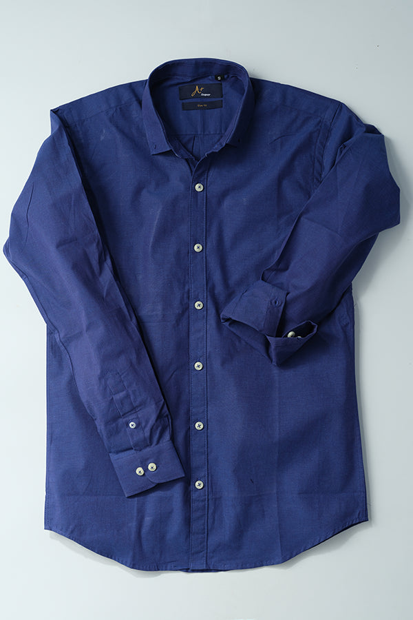 Royal Blue Plain Casual Shirt - Aruba+ Super  Smart Fit