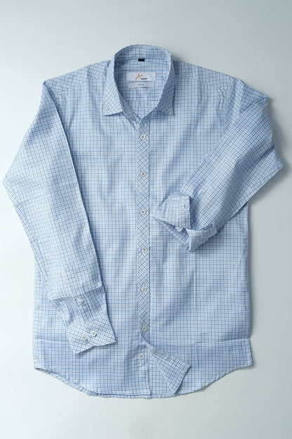 Blue White Tattersall Checks Casual Shirt - Aruba+ Super  Smart Fit