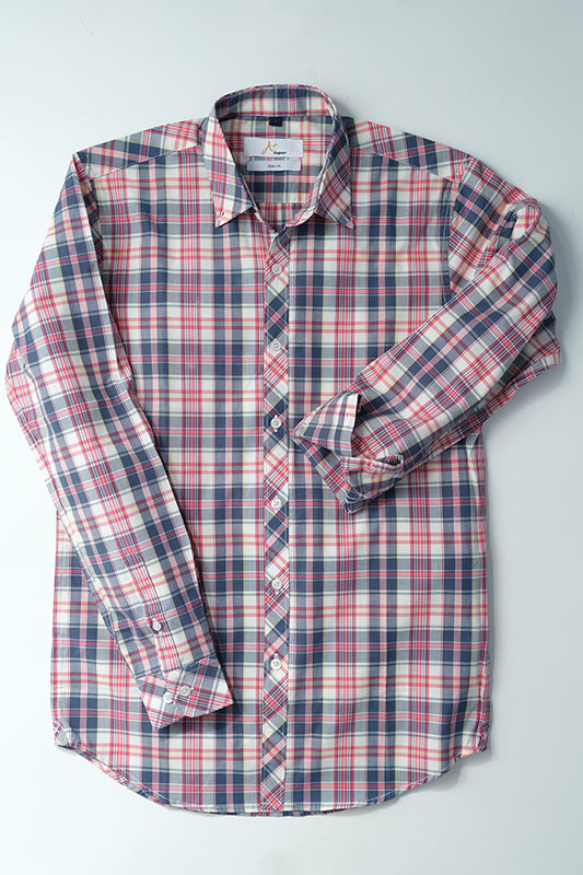 Light Red Blue Plaids Casual Shirt - Aruba+ Super  Smart Fit