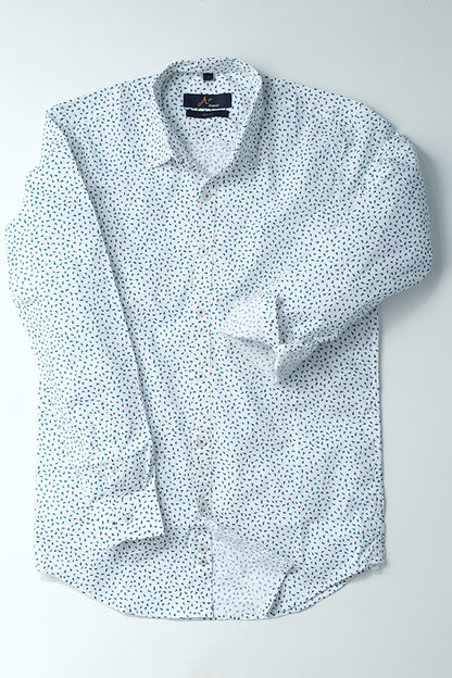 White Dotted Printed Casual Shirt - Aruba+ Super  Smart Fit
