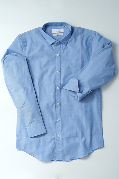 Plain Blue Casual Shirt - Aruba+ Super  Smart Fit
