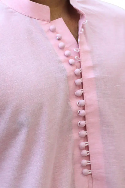 Baby Pink Linen Kurta For Men's