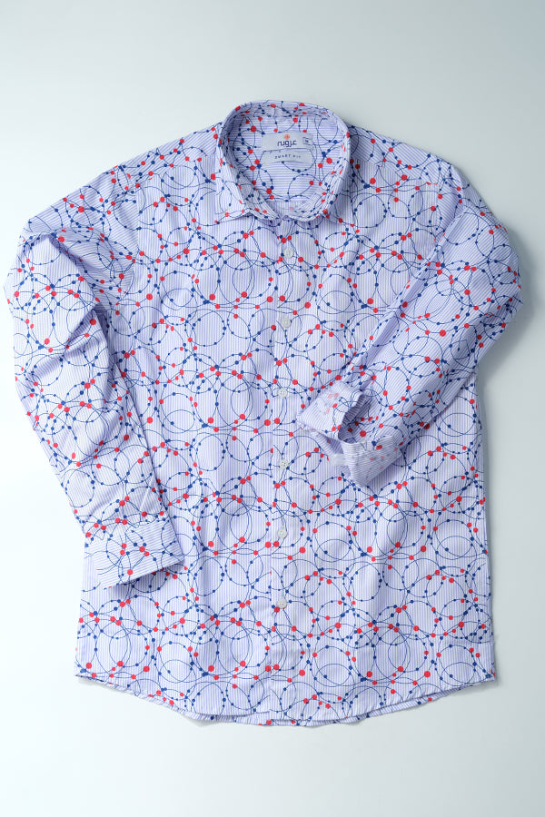 Cream Curve Printed Casual Shirt | Super Fitted