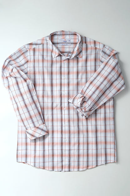 Orange and Navy Checkered Men's Shirt