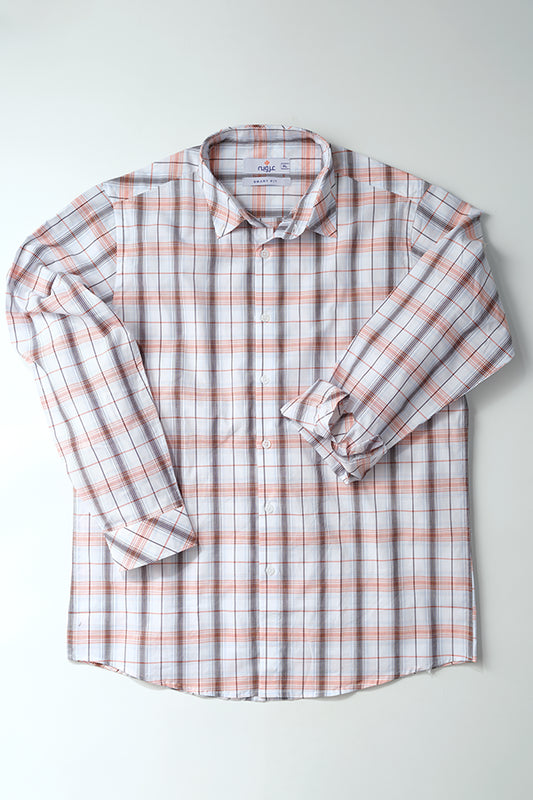 Orange and Navy Checkered Men's Shirt