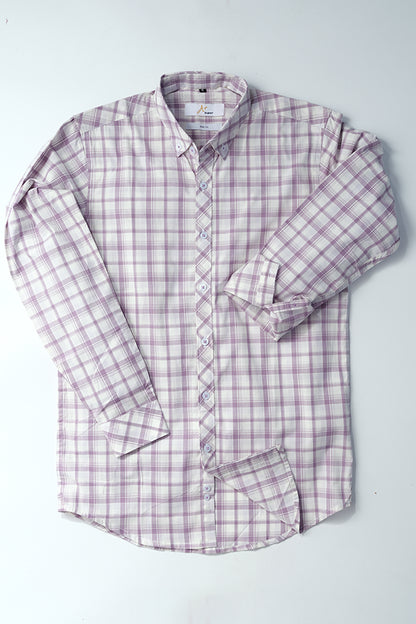 Lavendar Purple Plaid Casual Shirt - Aruba+ Super  Smart Fit