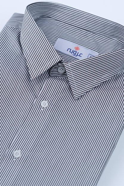 Black and White Thin Stripe Formal Shirt  Smart Fit