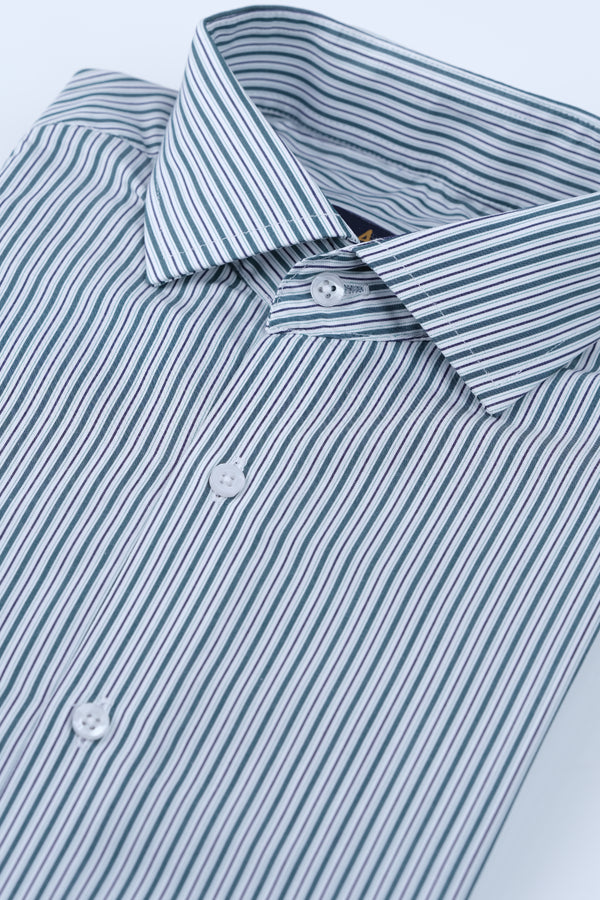 Green Pinstripe Signature Formal Shirt Smart Fit