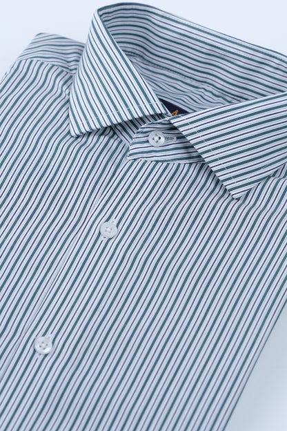 Green Pinstripe Signature Formal Shirt Smart Fit