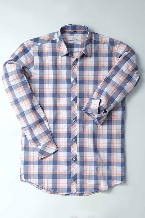 Blue Pink Plaid Checks Casual Shirt - Aruba+ Super  Smart Fit