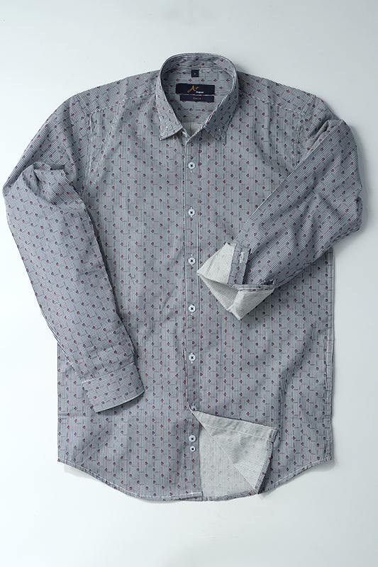 Black Stripes Casual Shirt with Red Dotted Pattern - Aruba+ Super  Smart Fit