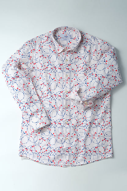 Cream Curve Printed Casual Shirt