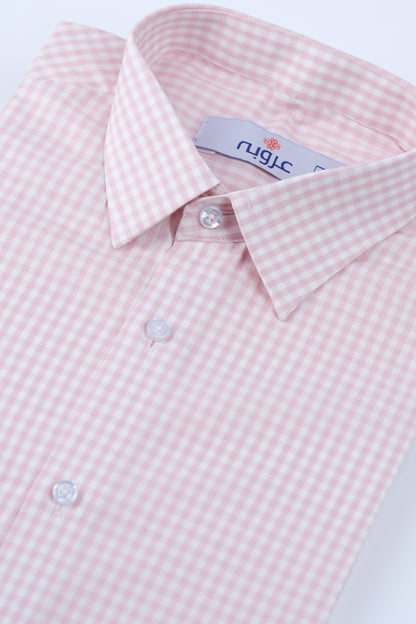 Pink White Gingham Check Formal Shirt  Smart Fit