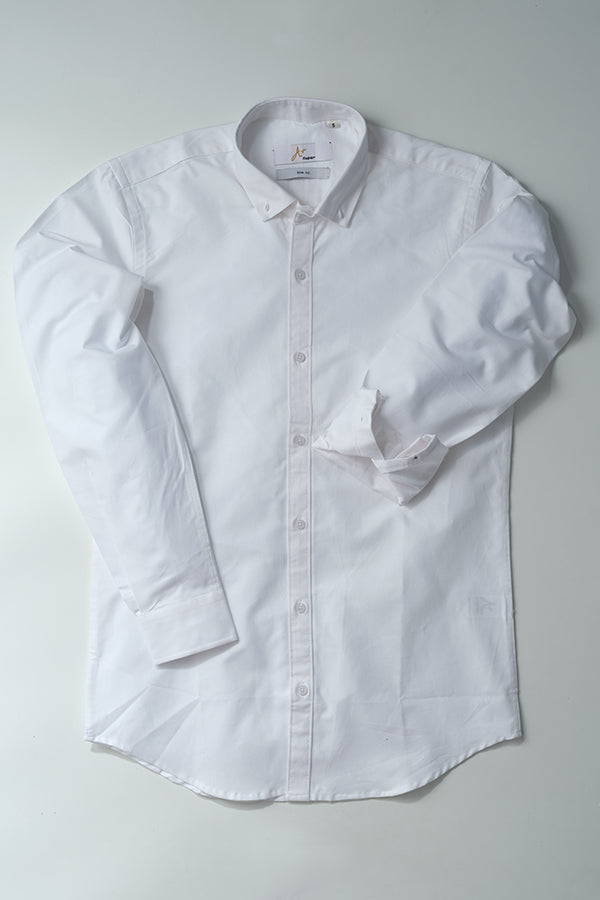 Plain White Casual Shirt - Aruba+ Super  Smart Fit