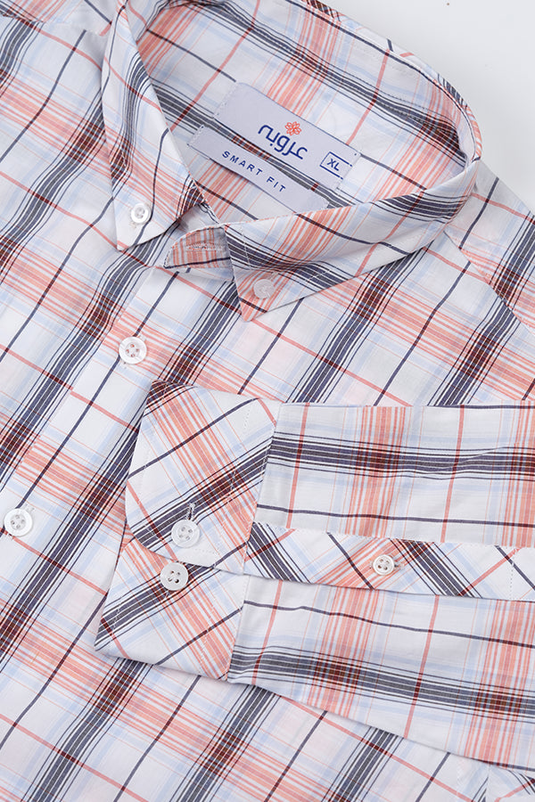 Orange and Navy Checkered Men's Shirt