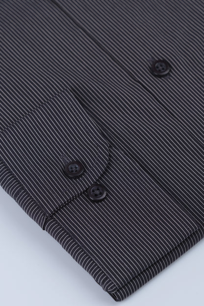 Black Single Hairline Stripe Formal Shirt  Smart Fit