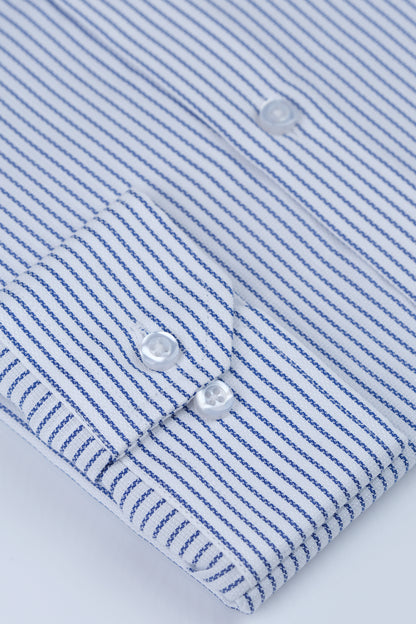 Blue and White Stripes Formal Shirt Smart Fit
