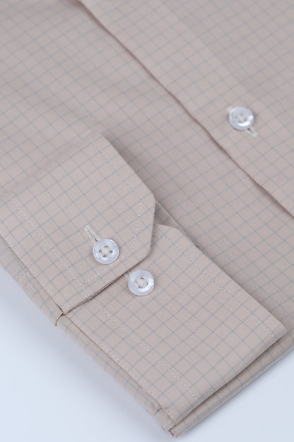 Brown Checkered Formal Shirt Smart Fit