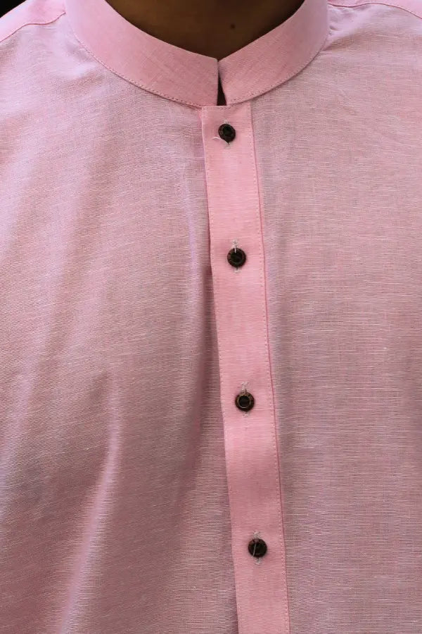 Baby Pink Linen Kurta For Men's