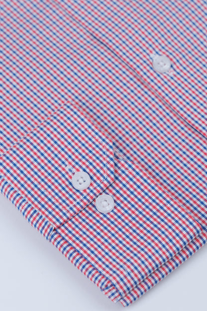 Dark Red Blue Grid Check Formal Shirt  Smart Fit