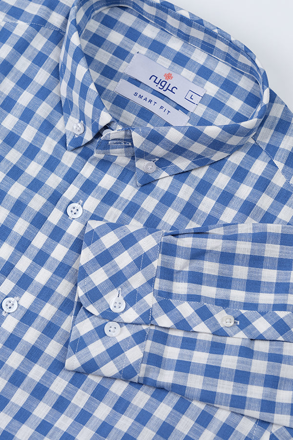 White and Blue Checkered Men's Shirt - Smart fit