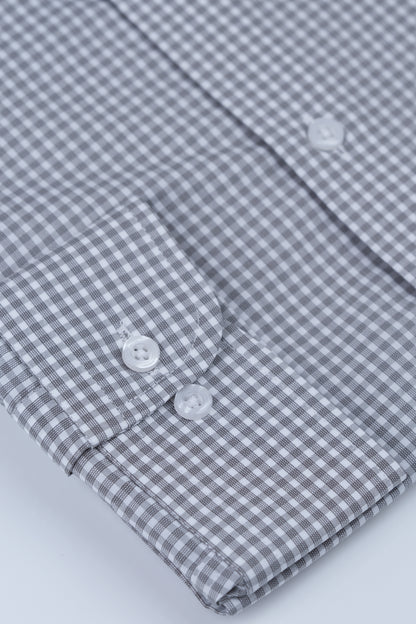 Grey Gingham Check Signature Dress Shirt  Smart Fit