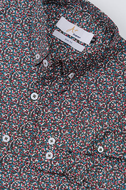Dark Floral Multi Colored Printed Casual Shirt - Aruba+ Super  Smart Fit