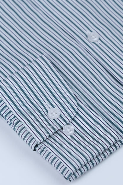 Green Pinstripe Signature Formal Shirt Smart Fit