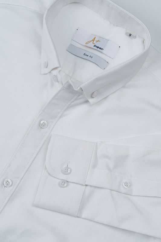 Plain White Casual Shirt - Aruba+ Super  Smart Fit Aruba Fashion Wear