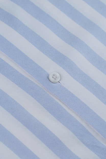 Light Blue White Awning Stripe Formal Shirt  Smart Fit
