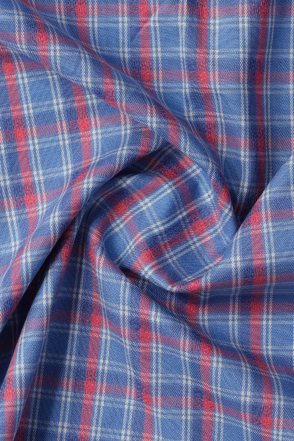 Blue Red Plaid Casual Shirt - Aruba+ Super  Smart Fit