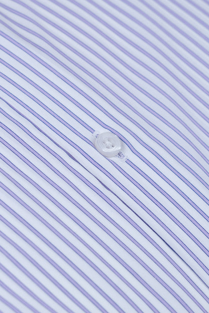 White with Purple Stripes Formal Shirt  Smart Fit