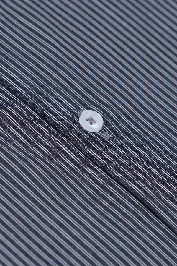 Doubled Black Single Hairline Stripe Formal Shirt  Smart Fit