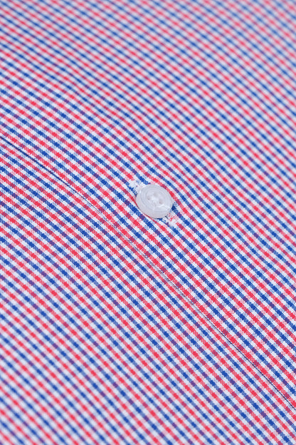Dark Red Blue Grid Check Formal Shirt  Smart Fit