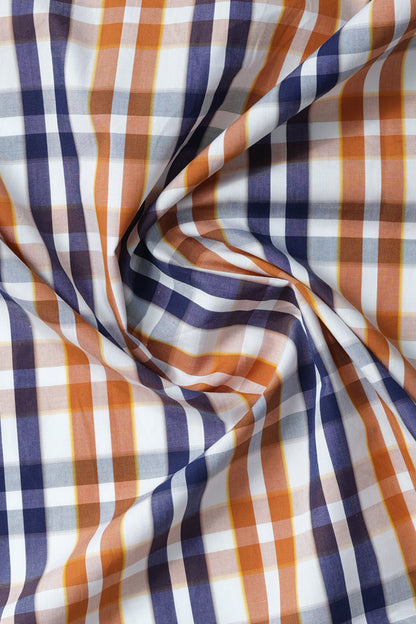 Men's Navy Blue & Orange Check Shirt