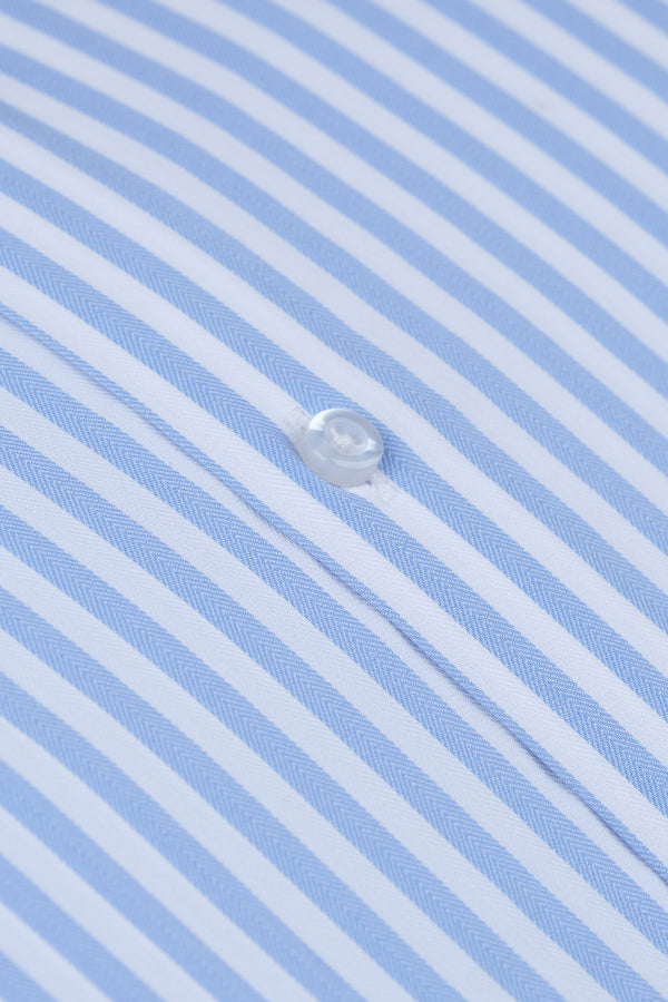 White & Blue Bengal Stripe Formal Shirt  Smart Fit