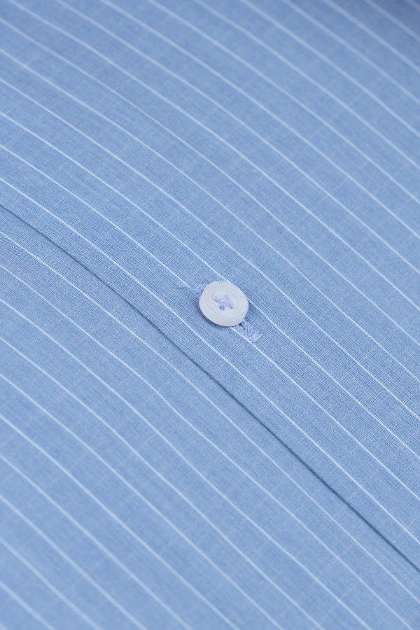 Blue with White Pinstripe Dress Shirt  Smart Fit
