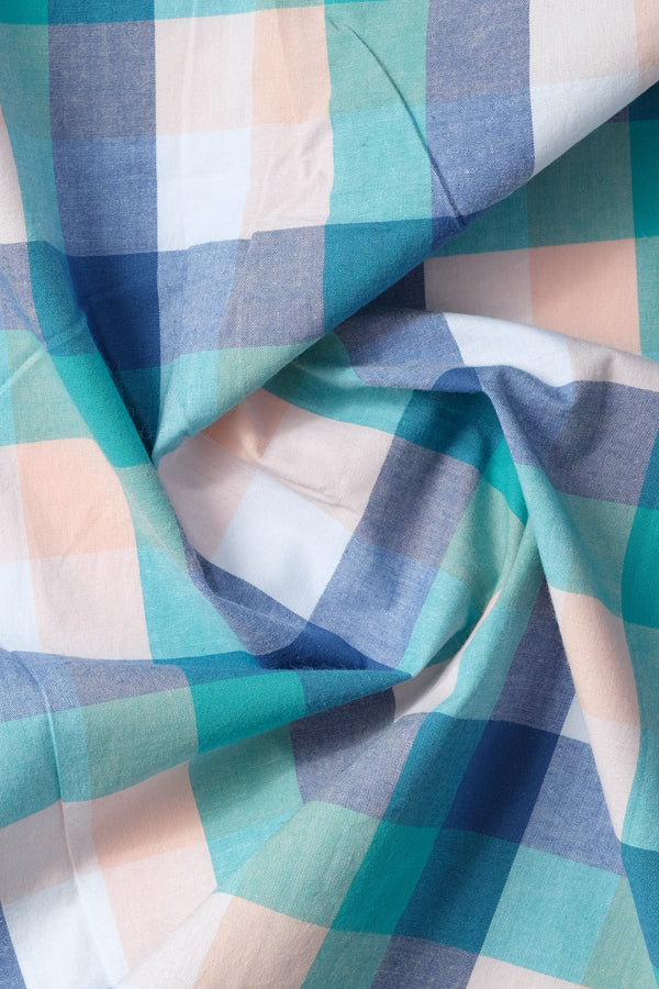 Blue & Aqua Marine Casual Check Shirt - Aruba+ Super  Smart Fit