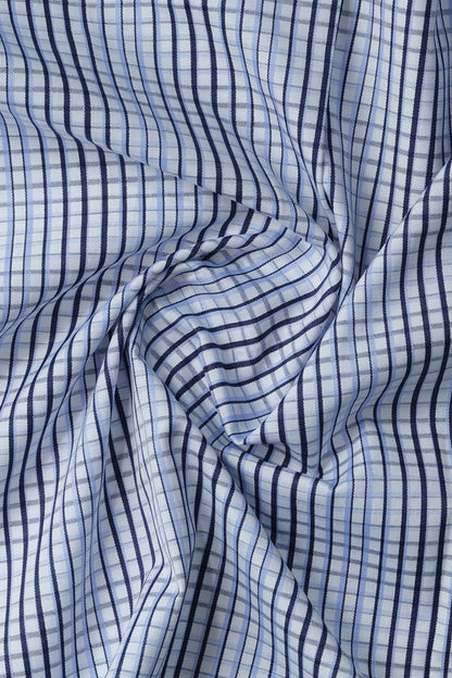 Light Blue with Navy Stripes Casual Shirt - Aruba+ Super  Smart Fit