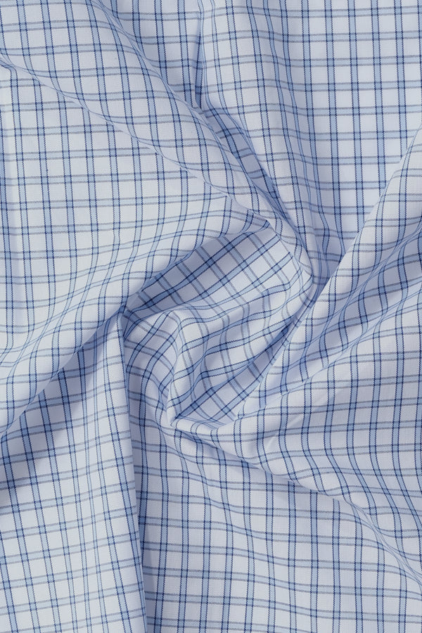 Blue White Grid Check Casual Shirt - Aruba+ Super  Smart Fit