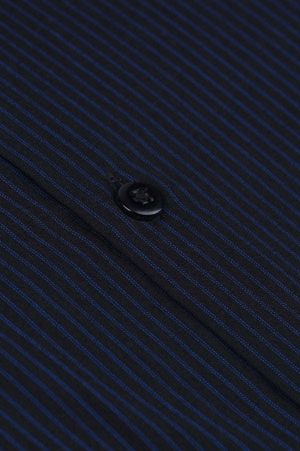 Black Vertical Textured Stripes Formal Shirt  Smart Fit