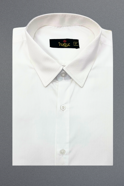 White Textured Lining Signature Formal Shirt | Regular Fit Essential