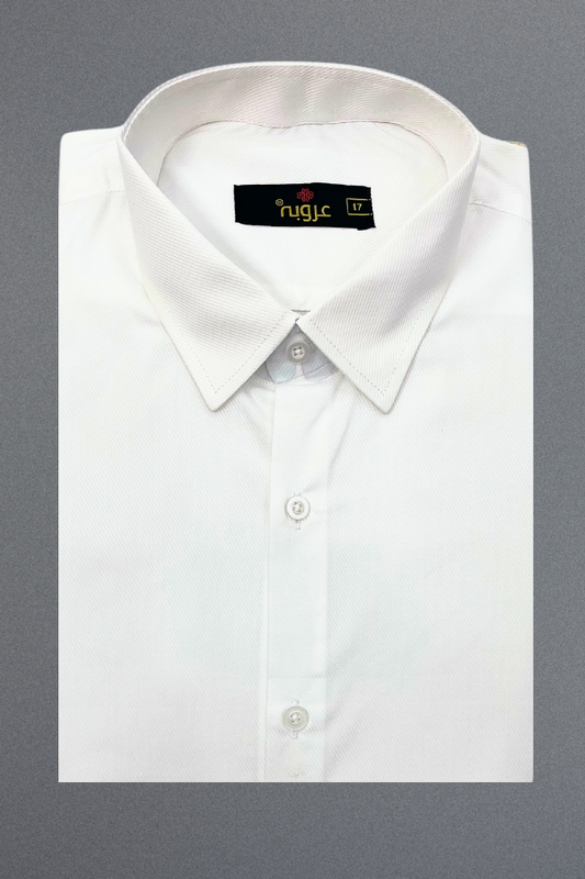 White Textured Lining Signature Formal Shirt | Regular Fit Essential