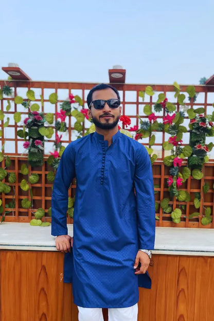 Blue Checkered Signature Kurta for Men's