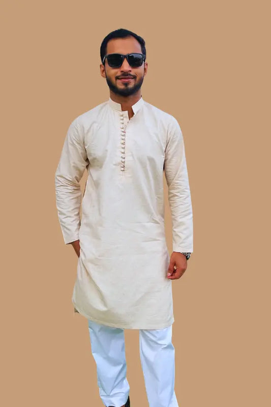 Beige Signature Kurta for Men's